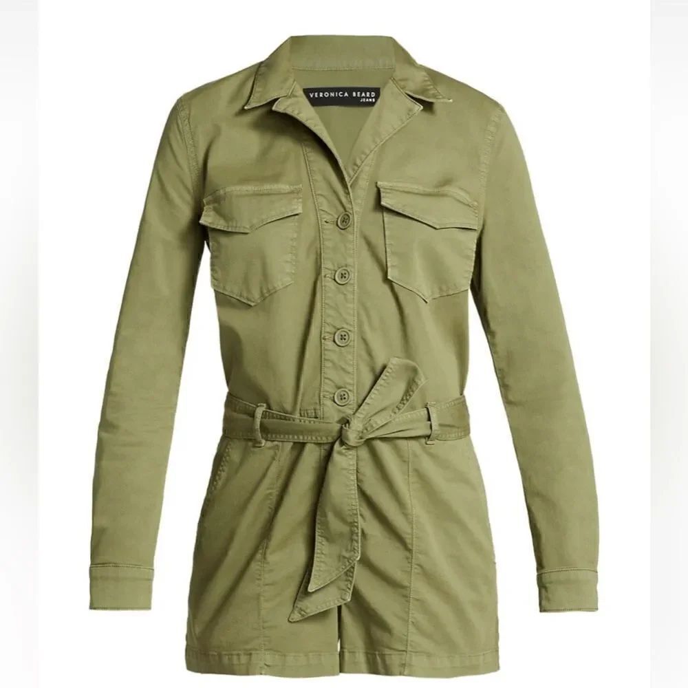 Veronica Beard
Winifred Tie-Waist Cotton Twill Romper